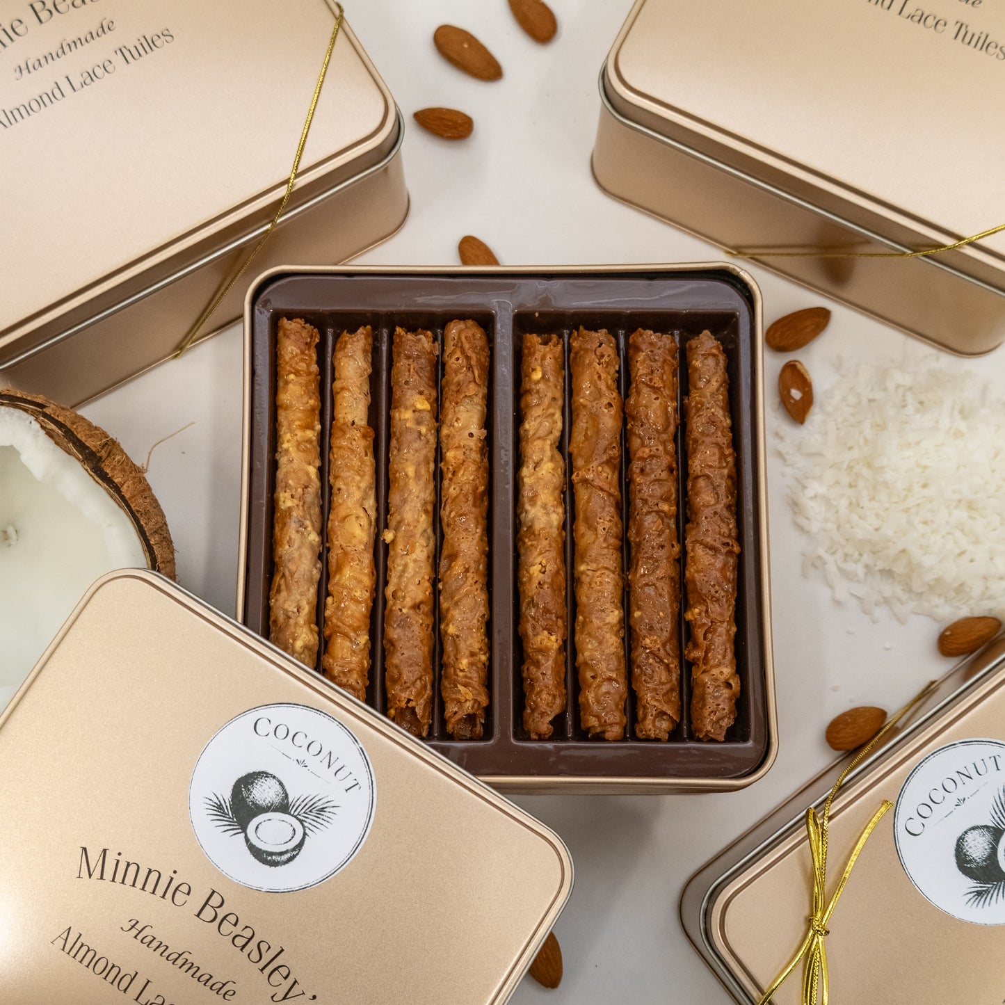 Coconut Almond Lace Tuile Gift Tin - 24ct
