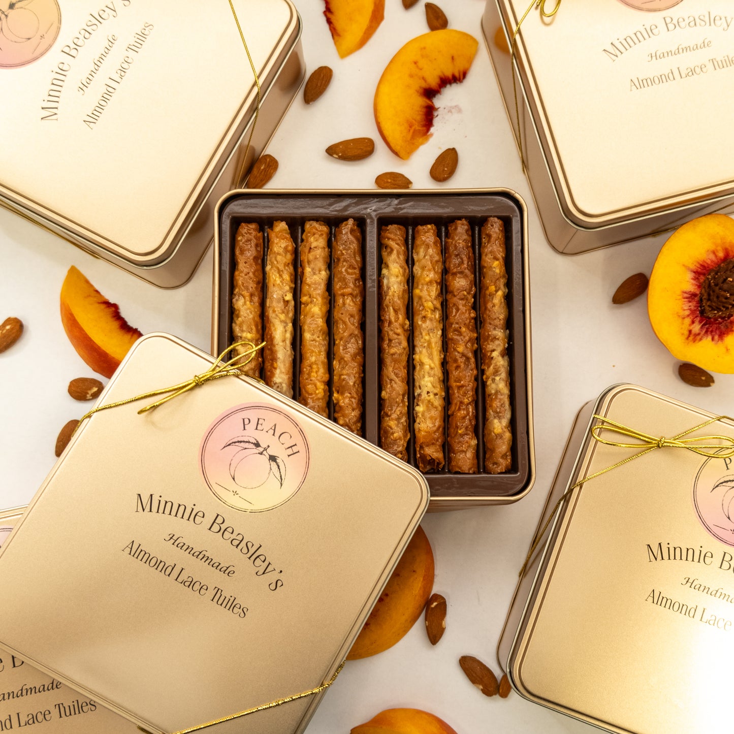 Peach Almond Lace Tuile Gift Tin - 24ct